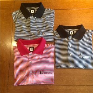 3 Men’s Footjoy Lisle Striped Golf Shirts size L